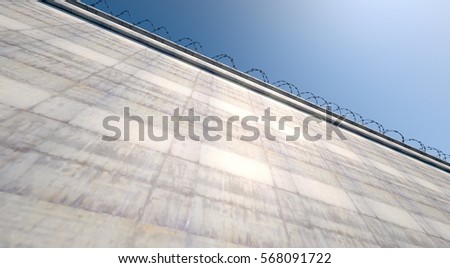 Similar – Image, Stock Photo barbed wire and concrete military fence on the beach near the sea in Crimea