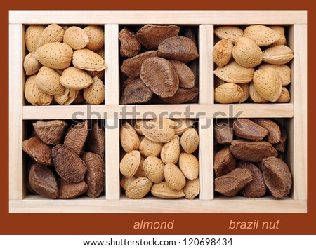 Premium almond and Brazil nuts in box
