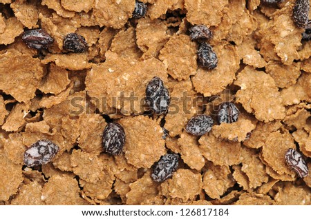 corn flake cereal with raisins for background uses