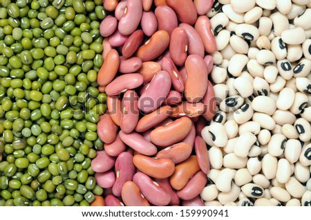 mung, light red and black eyes beans for background uses