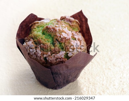 pistachio flavor muffin on the table for breakfast