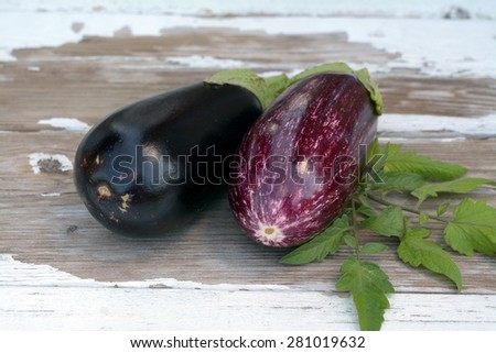 dark and purple egg plant on the table