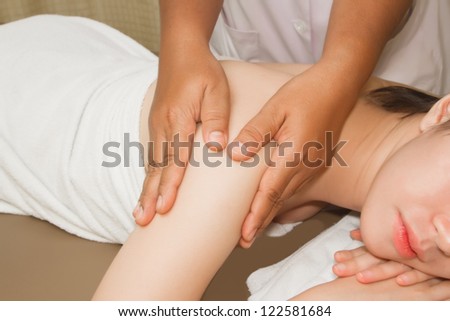 woman in a spa with massage therapy,Pretty asia women enjoy relaxing in the spa