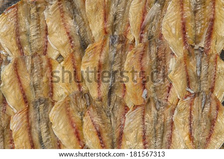 Dry fish background and texture, Dried fish is dry foodstuff