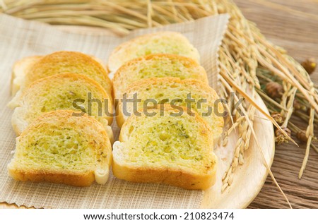 Homemade garlic  bread with paddy rice