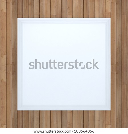 3d. White frame over wooden background with vertical lines