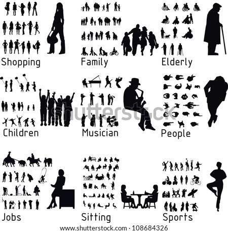 All people activity silhouettes. Vector illustration