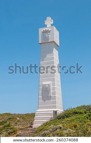 CAPE TOWN, SOUTH AFRICA- DECEMBER 12, 2014: Monument at Cape Point commemorating the voyage around the Cape by Vasco da Gama in 1497. Serves as beacon helping ships avoid Whittle Rock.