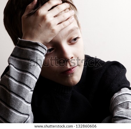 Sad Boy. Depressed Teenager At Home. Problems At Family Stock Photo ...