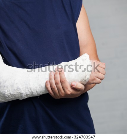 Man with a plaster. Broken arm, shoulder. Injury