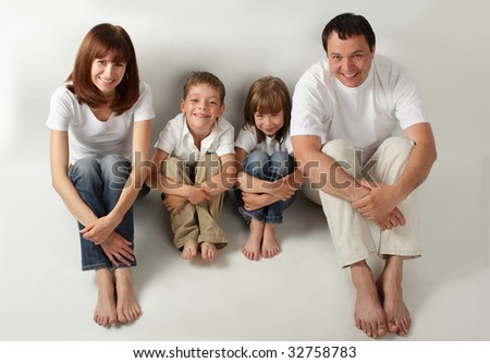 Happiness family on the white background. Many happy families search in my portfolio