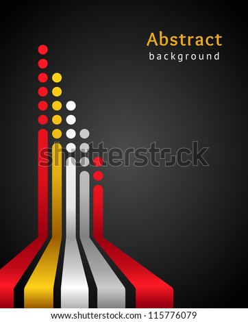 Colored stripes on black background, vector