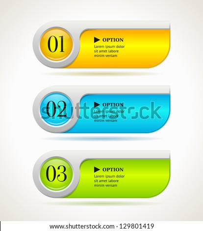 Shine horizontal colorful options banners/buttons template. Vector illustration