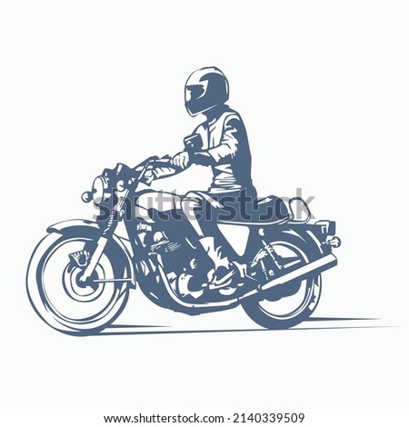 vector illustration of touring man riding a motorbike