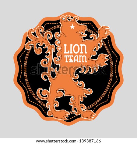lion embroidery shield vector art