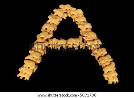 Animal crackers form the letter \
