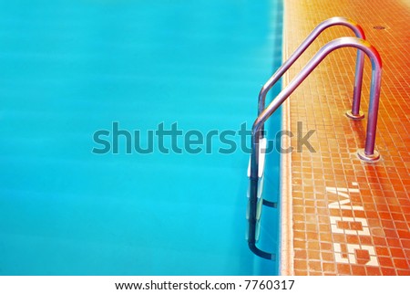 Pool Ladder with orange tiles