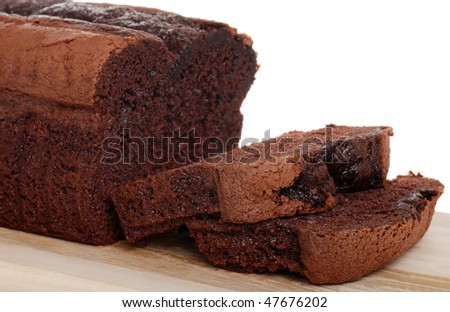 belgium chocolate cake loaf focus on slice