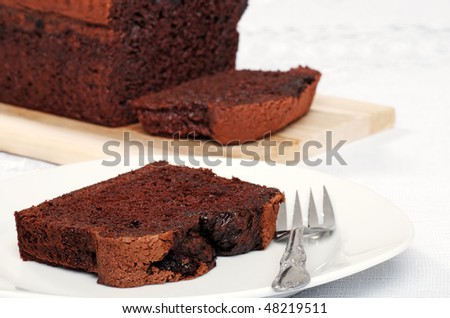 closeup belgium chocolate cake loaf