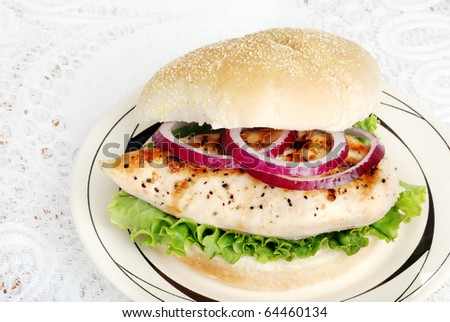 top view grilled chicken sandwich