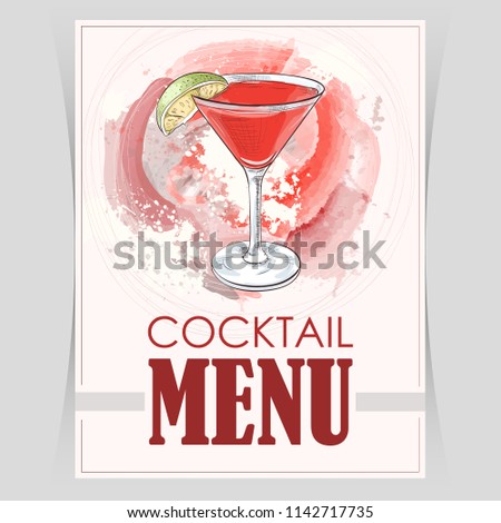 Vector flyer, cover menu with a bacardi cocktail image