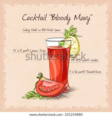 Bloody Mary cocktail, low-alcohol drink with cayenne pepper rim