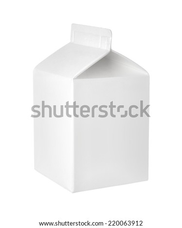Empty packet of milk or juice on a white background