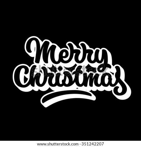 Merry Christmas, Xmas Badge With Handwritten Lettering, Calligraphy ...