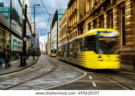 Similar – Image, Stock Photo Tram in the twilight Town