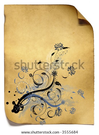 old paper scroll with flourishes and flowers with an antique look
