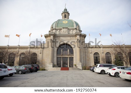 TORONTO - MAY 8, 2014:  Nestled in Exhibition Place, the Liberty Grand boasts more than 100,000 square feet of ballrooms, waterfalls, gardens and interior courtyards.