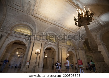 NEW YORK - May 29, 2015: The New York Public Library has nearly 53 million items. It is the second largest public library in the United States, and fourth largest in the world.