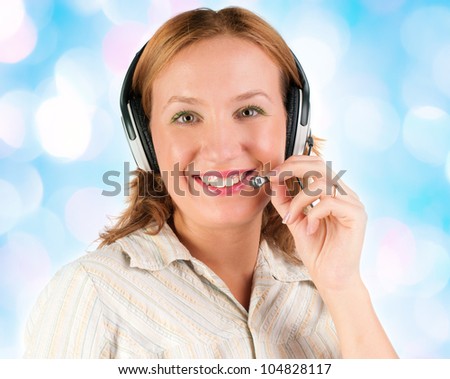 business customer support operator woman smiling