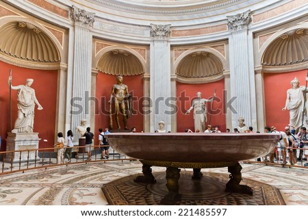 VATICAN CITY, VATICAN - JULY 15 2014: One of the rooms of the Vatican Museum. The Vatican Museums are the museums of the Vatican City and are located within the city\'s boundaries.