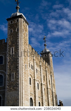 WINDSOR, ENGLAND - JANUARY 18: Outside view of Medieval Windsor Castle on january 18, 2014, london, England. the tower of london