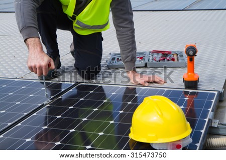 A solar panel being installed