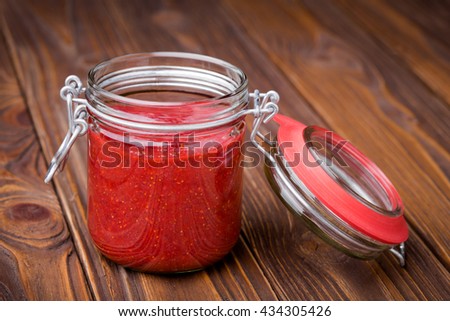 Similar – Image, Stock Photo Strawberry chia jam made with chia seeds