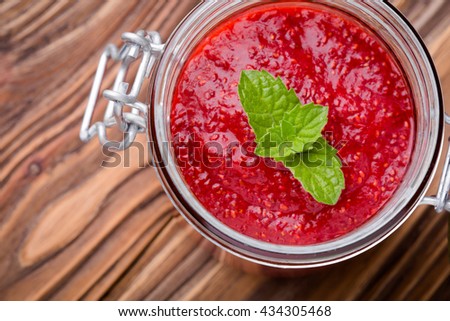 Similar – Image, Stock Photo Strawberry chia jam made with chia seeds