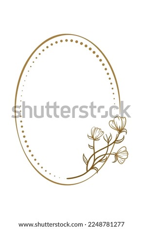 Vector vertical oval dotted frame with floral decoration