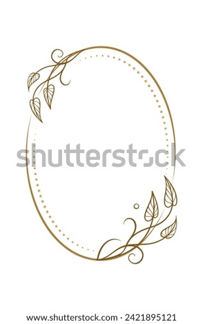 Vector vertical oval frame with ivy leaves decoration
