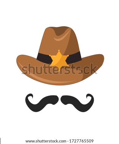Vector Cartoon Sheriff Cowboy Hat with Gold Star Badge