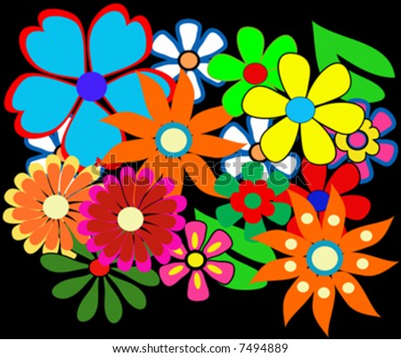 Colorful Spring Flowers Vector Illustration - 7494889 : Shutterstock