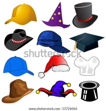 Various Hats Illustration Icons - 13726066 : Shutterstock