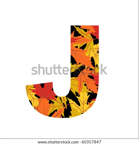 Vector Autumn Leaves Font, Letter J - 60357847 : Shutterstock