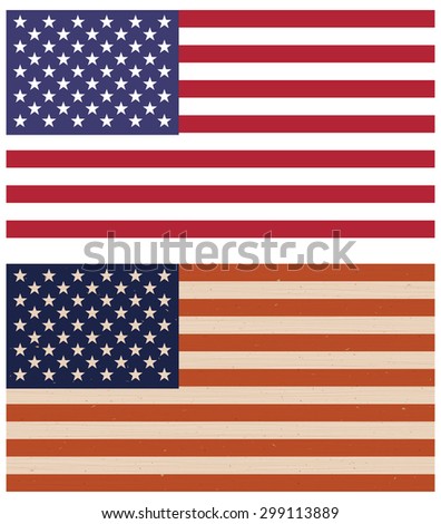 Vector illustration of two variants of American flags