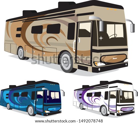 Class A large RV vehicle 3 colors
