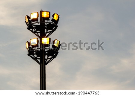 Flood Light on High Tower in Evening