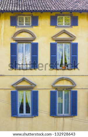 Italian architecture, colorful facade and windows. Colorful houses on Venice, Italy