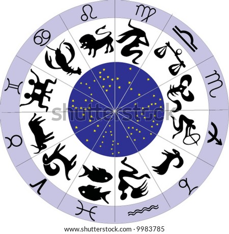 Illustration With Zodiac Symbols Isolated On White Background - 9983785 ...