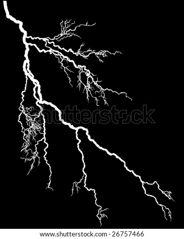 Illustration With White Lightning Isolated On Black Background ...